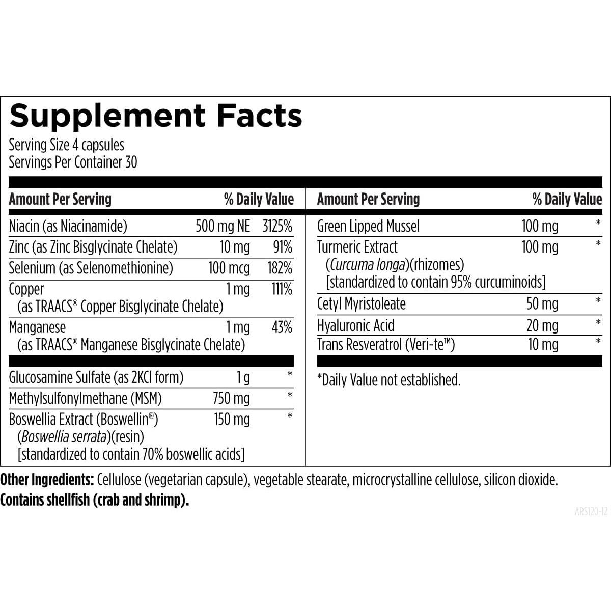 Suplemento Articular ArthroSoothe - Ácido Hialurónico, Glucosamina, 120 Cápsulas