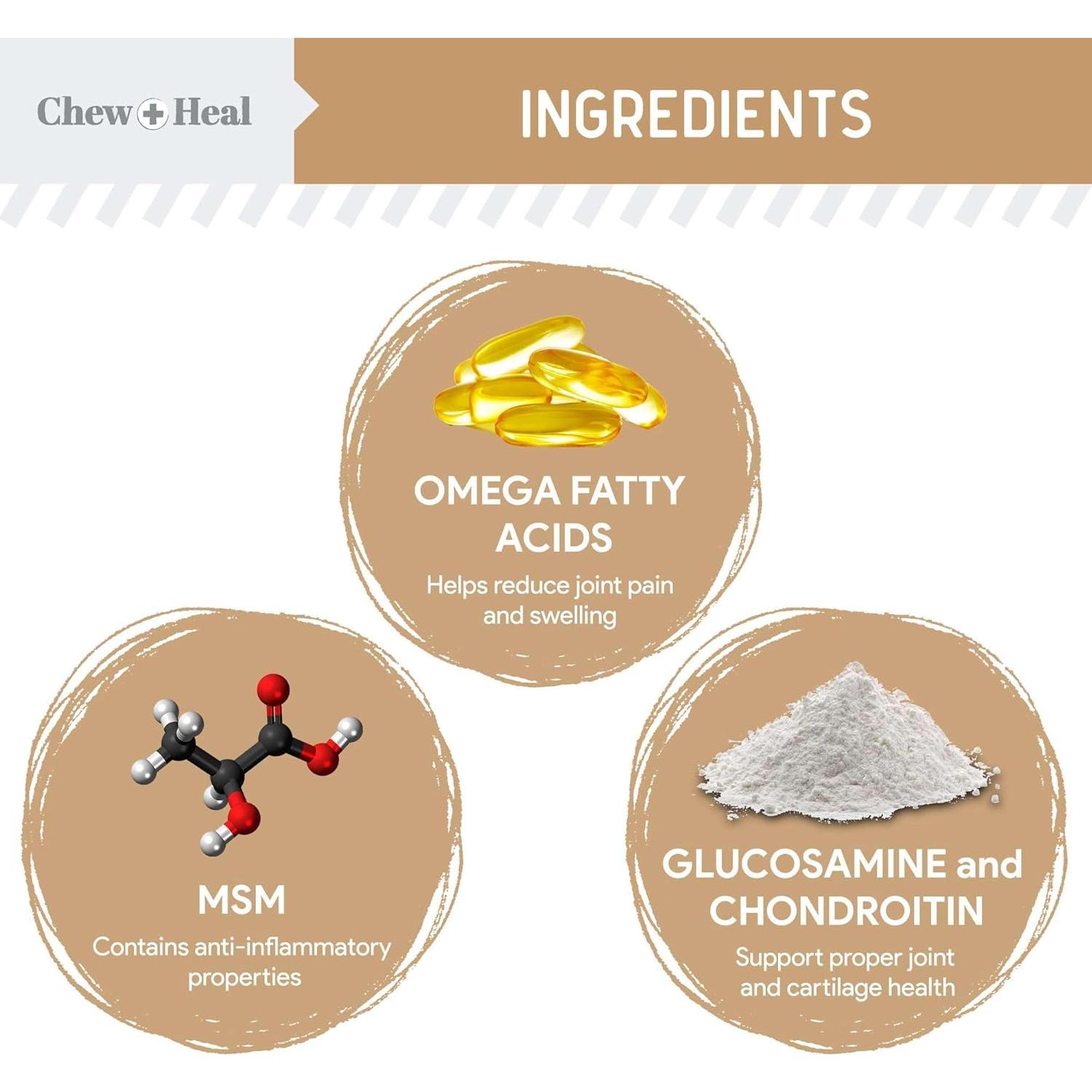 Suplemento de Glucosamina para Perros Chew + Heal 120 Masticables