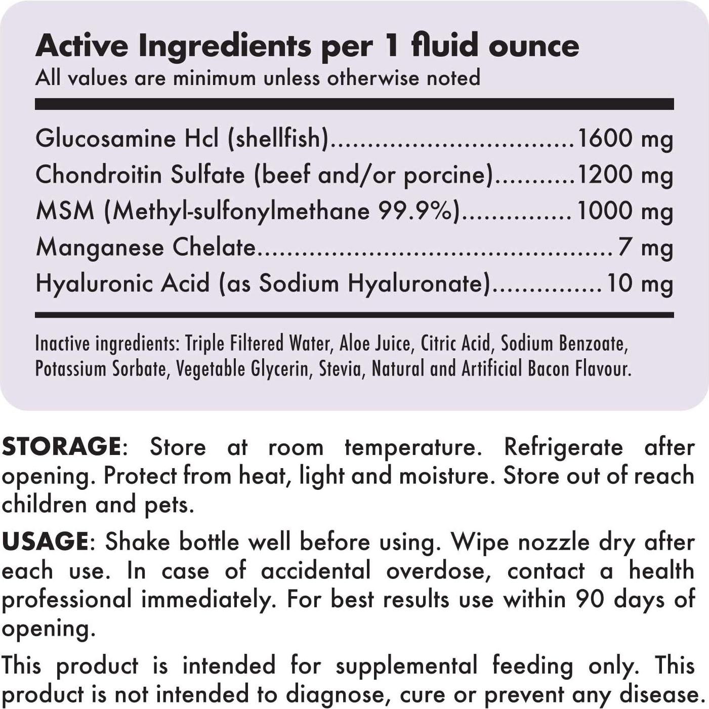 Glucosamina Líquida para Perros LEGITPET 0.95L Sabor Bacon