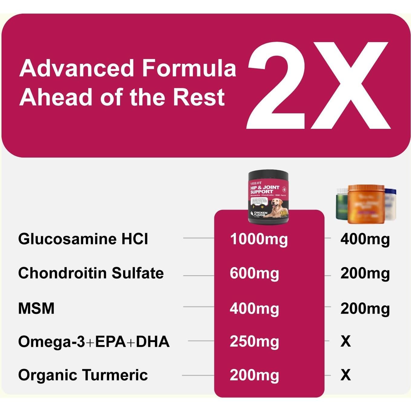 Suplemento Articular para Perros VEELOT 180 Masticables Sabor Pollo