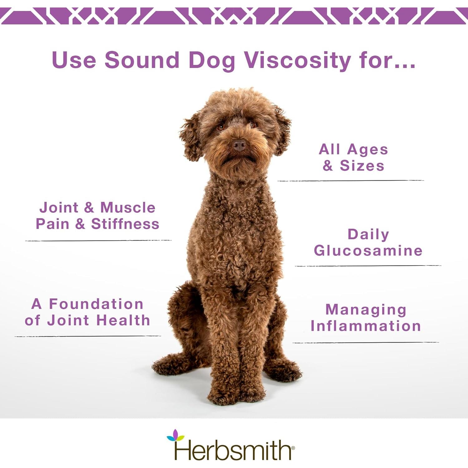 Herbsmith Sound Dog Viscosity – Advanced Joint Support for Dogs – Veterinarian Recommended Glucosamine for Dogs, Hyaluronic Acid, Chondroitin, MSM – Natural Arthritis Pain Relief – 60ct Large Chews