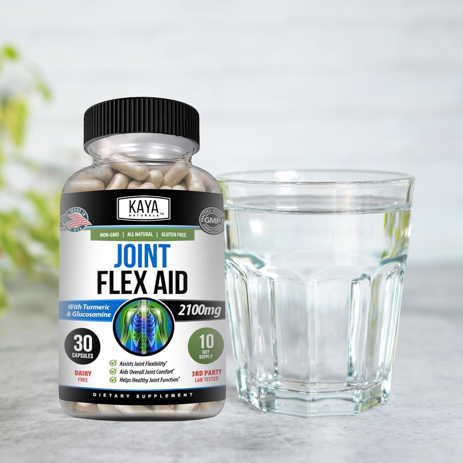 Suplemento de Movilidad Kaya Naturals - Cápsulas de Cúrcuma y Glucosamina - 30 Unidades