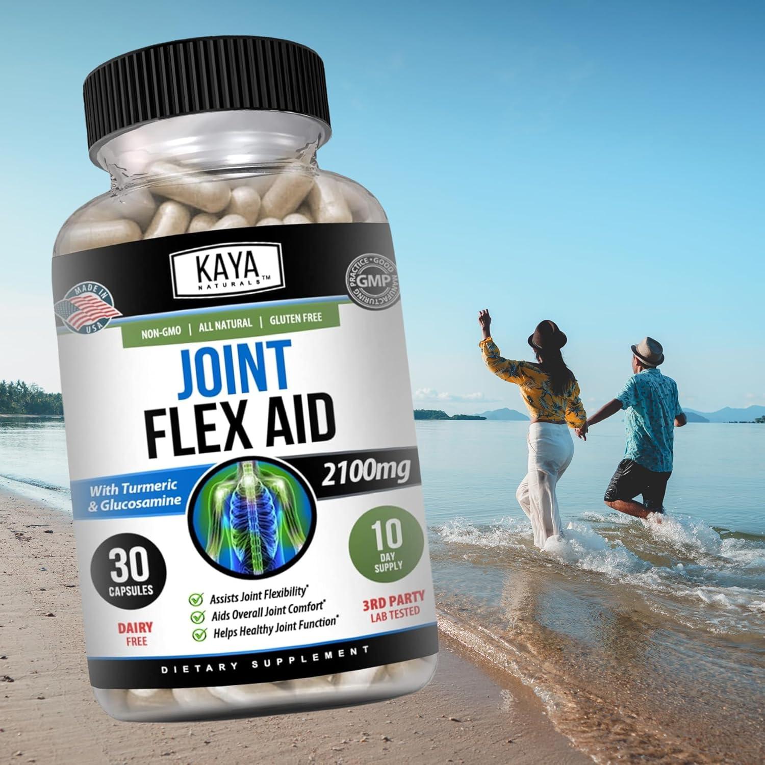 Suplemento de Movilidad Kaya Naturals - Cápsulas de Cúrcuma y Glucosamina - 30 Unidades