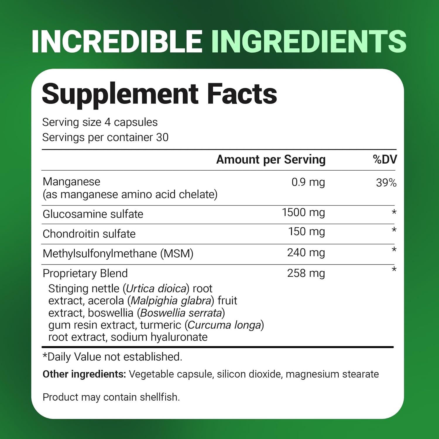 Suplemento Articulaciones Dr. Berg 1500 mg Glucosamina 120 Cápsulas