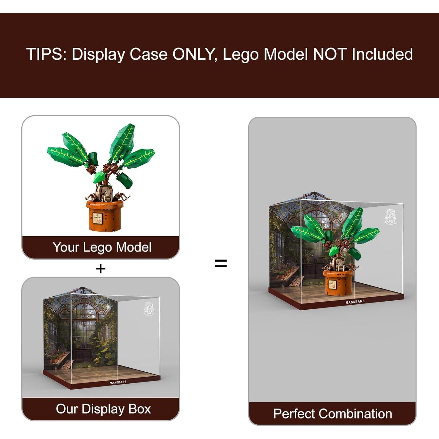 Caja de Exhibición Acrílica NAOCARD para Planta Mandrágora Lego 76433