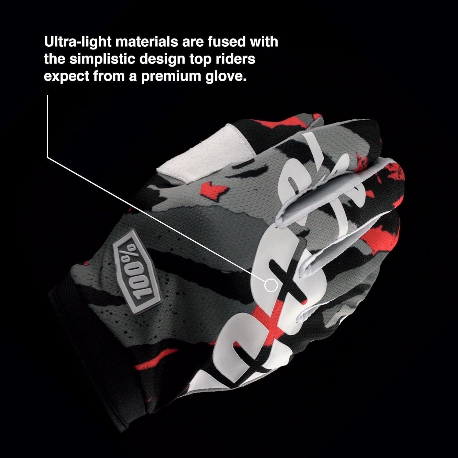 Guantes de Motocross 100% Ridecamp - Adulto Pequeño Negro