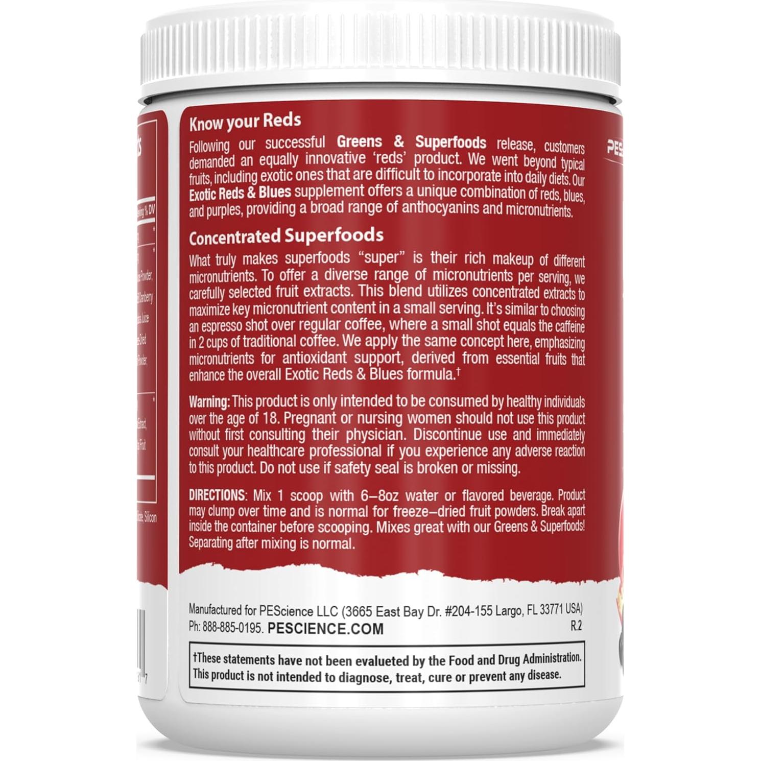 PEScience Superalimentos Rojos y Azules 30 Porciones 230g