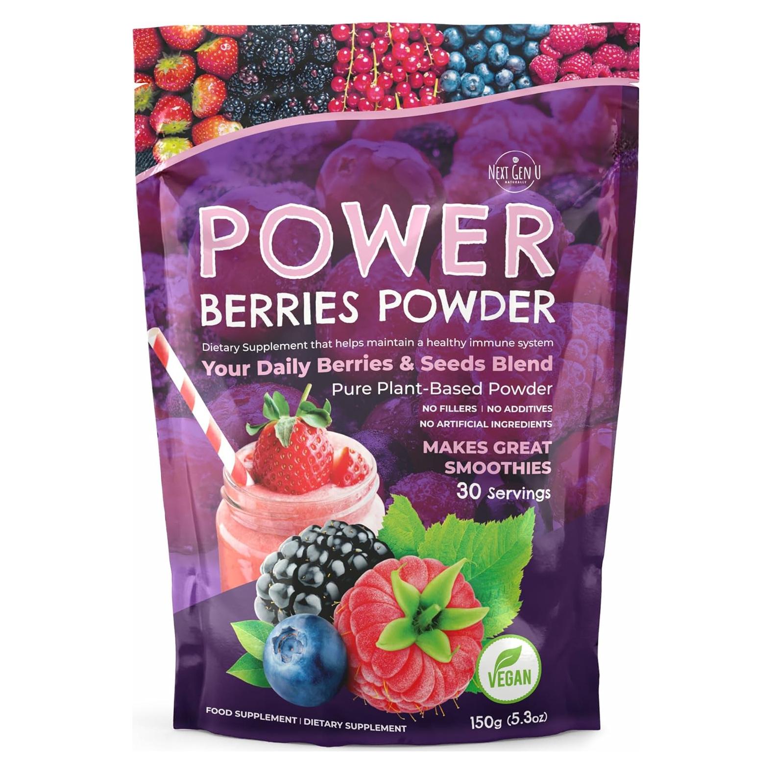 Polvo de Super Berries NextGenU 150g - Suplemento Vegano Antioxidante