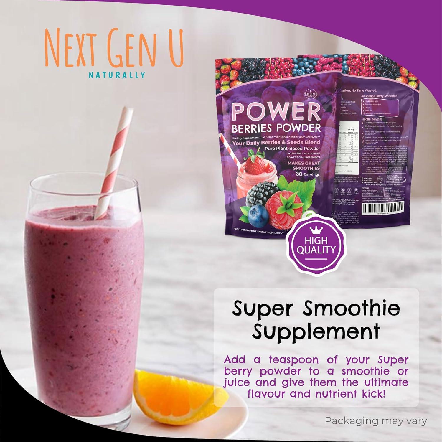 Polvo de Super Berries NextGenU 150g - Suplemento Vegano Antioxidante