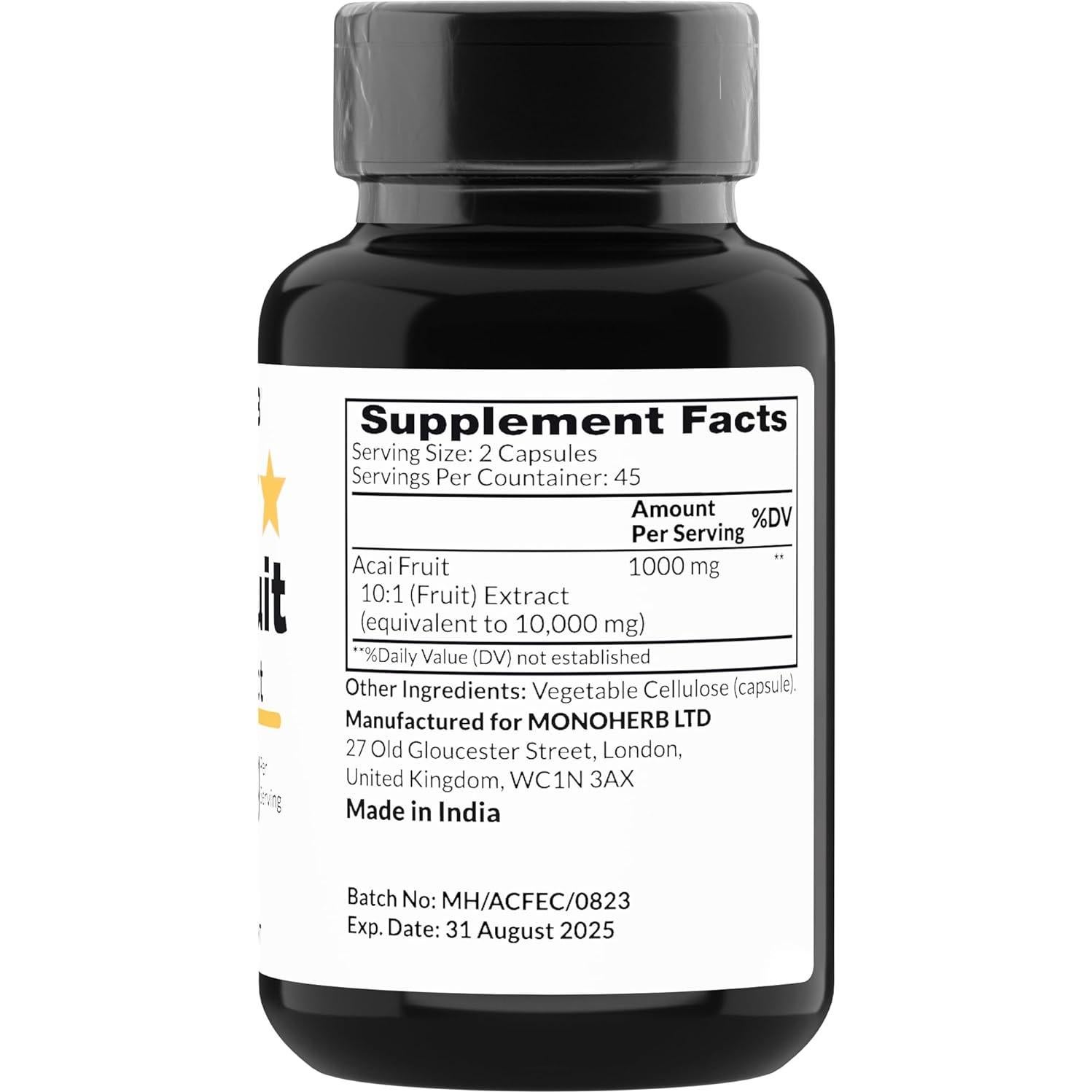 Extracto de Acai Monoherb 1000 mg - 90 Cápsulas Vegetales