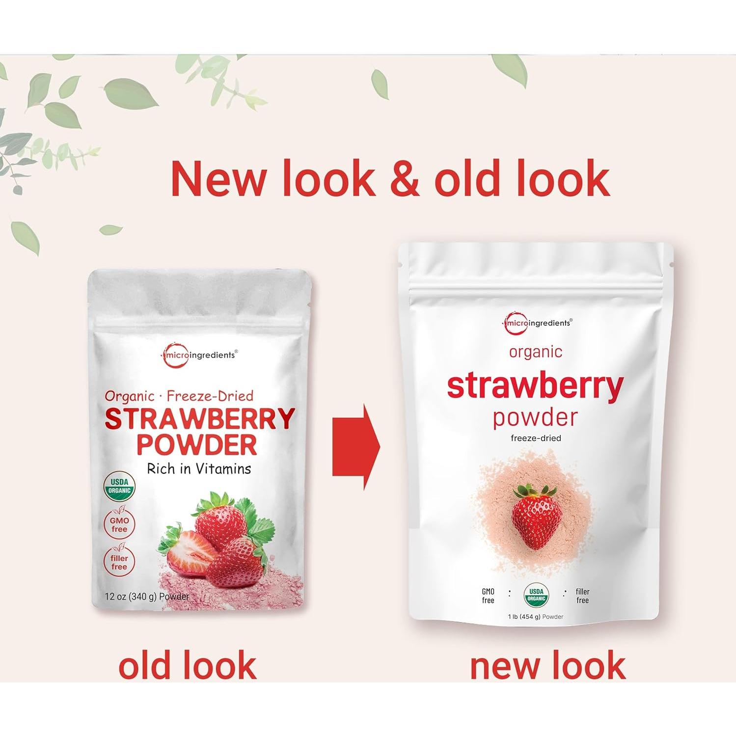 Polvo de Fresa Orgánica Micro Ingredients 0.45 kg Sin Azúcar