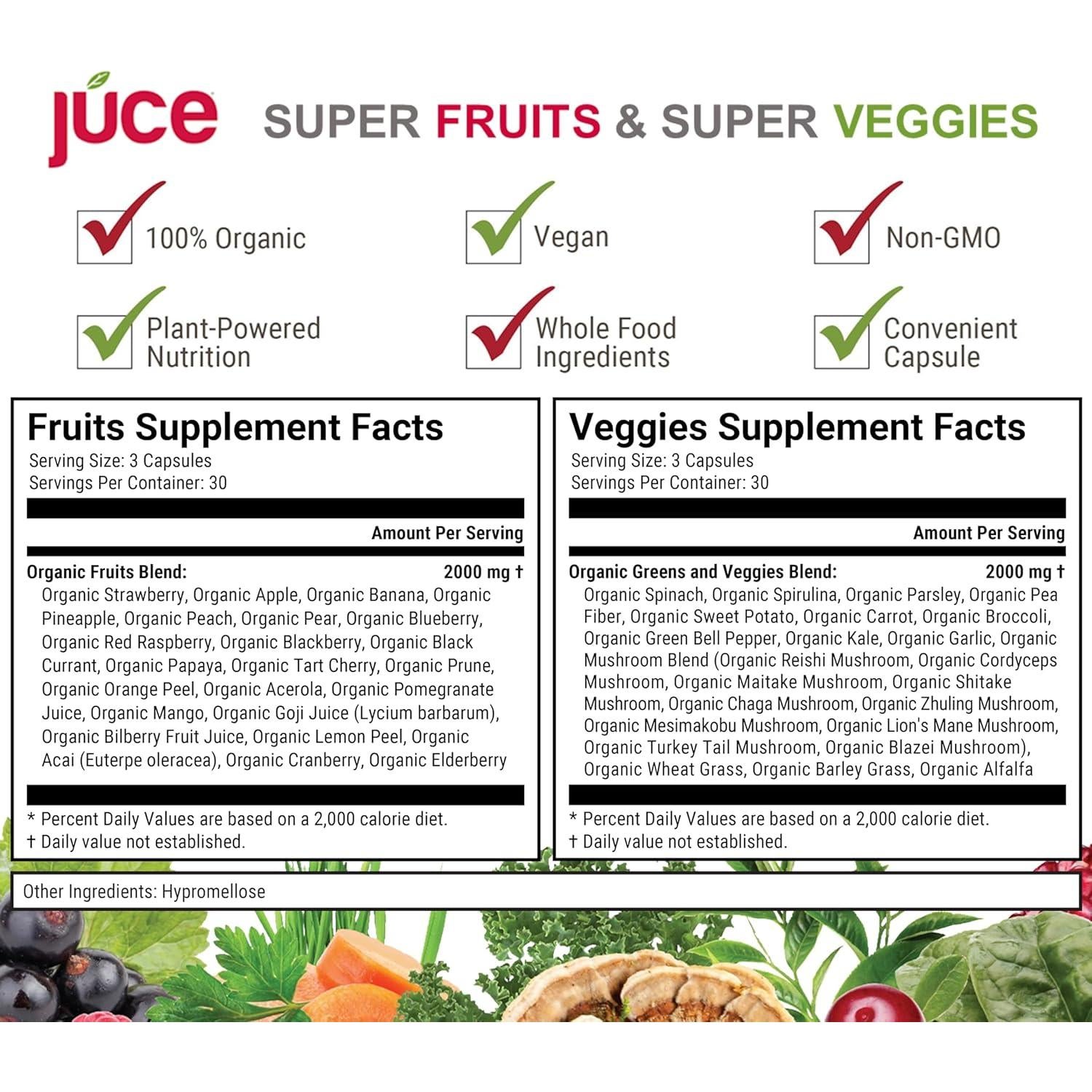 Suplemento Orgánico de Super Frutas y Verduras Terra Kai - 180 Cápsulas