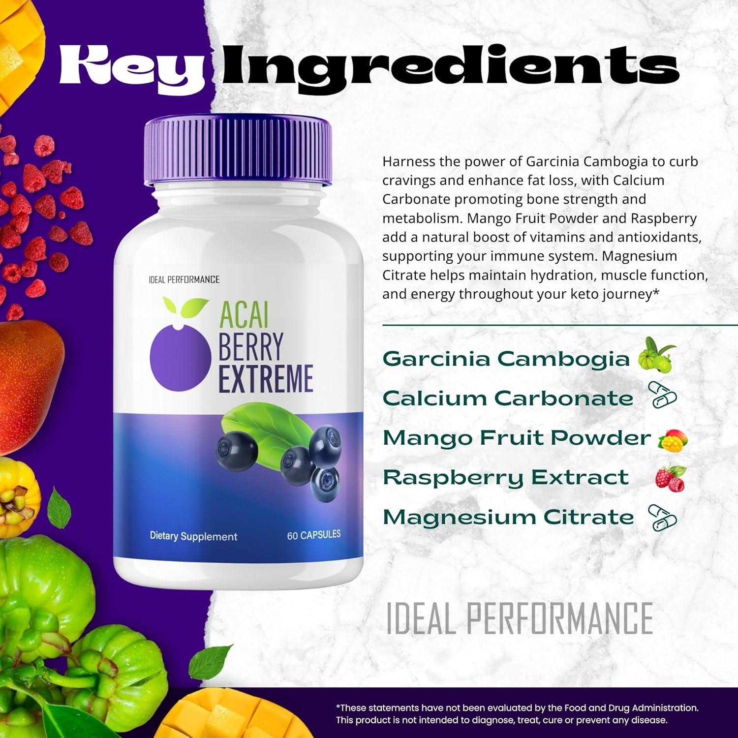 Cápsulas Acai Berry Extreme Keto 100% Naturales - 255g