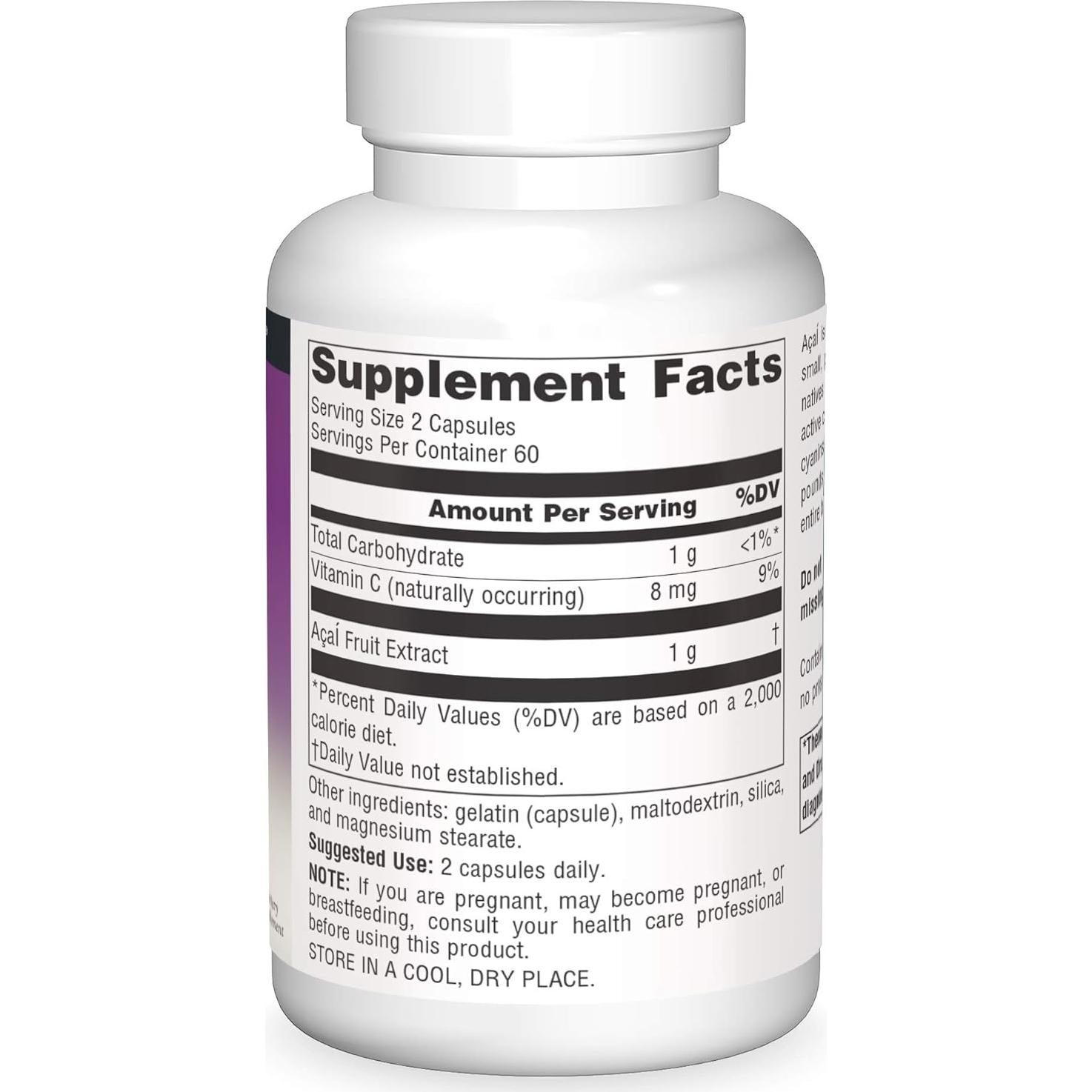 Extracto de Acai Source Naturals 500 mg 120 Cápsulas Antioxidante