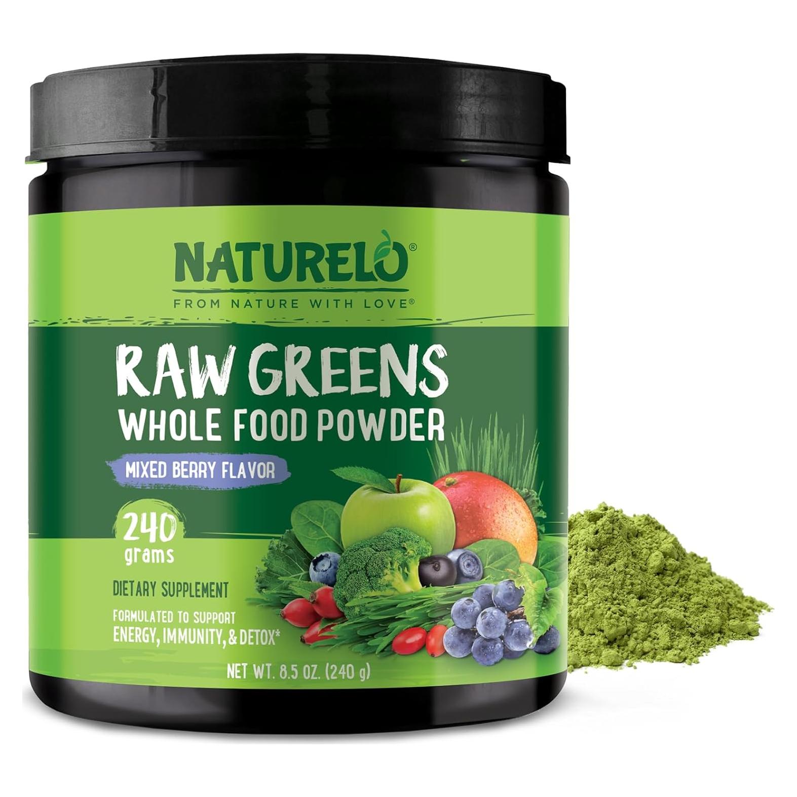 NATURELO Polvo de Superalimentos Verdes 240g - Frutos Rojos