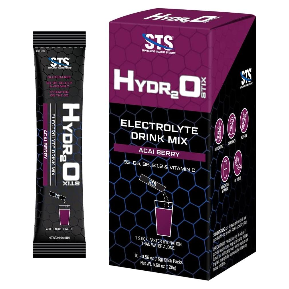 Paquete de Polvo Hidratante STS Hydro Stix Sabor Acai Berry - 10 Unidades