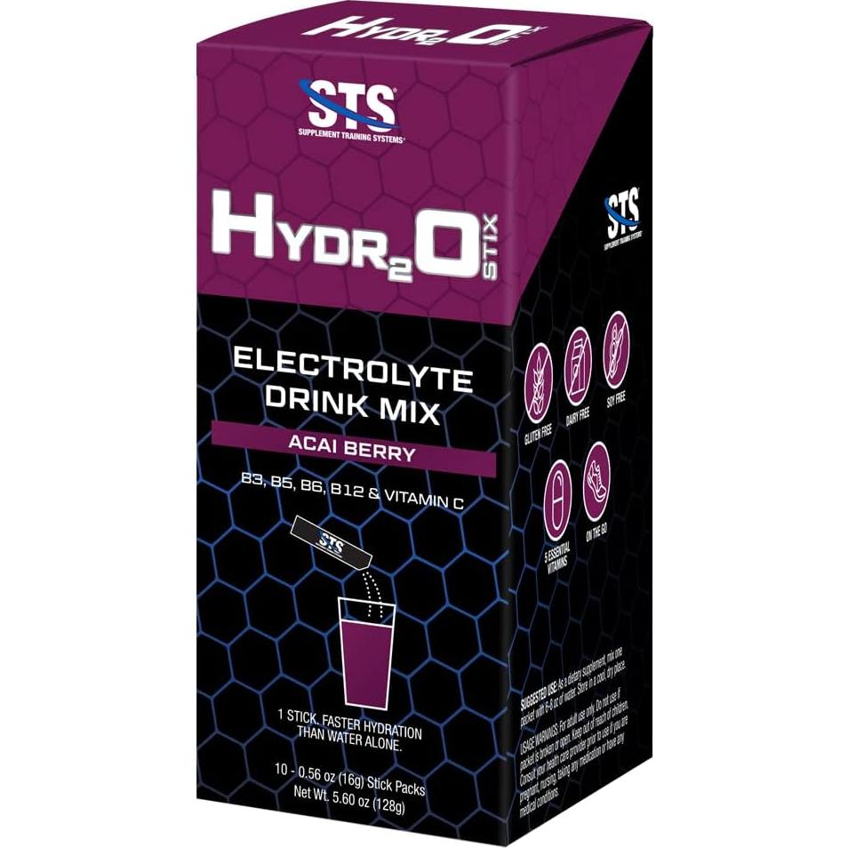 Paquete de Polvo Hidratante STS Hydro Stix Sabor Acai Berry - 10 Unidades