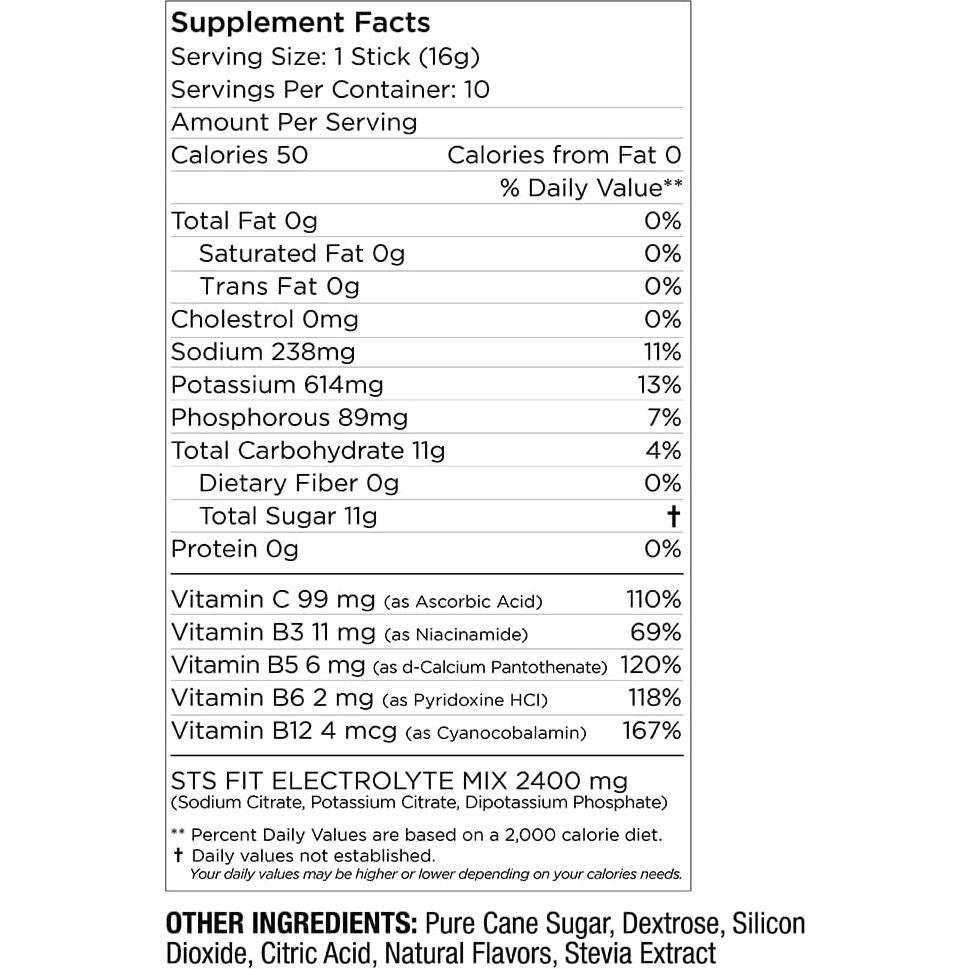 Paquete de Polvo Hidratante STS Hydro Stix Sabor Acai Berry - 10 Unidades