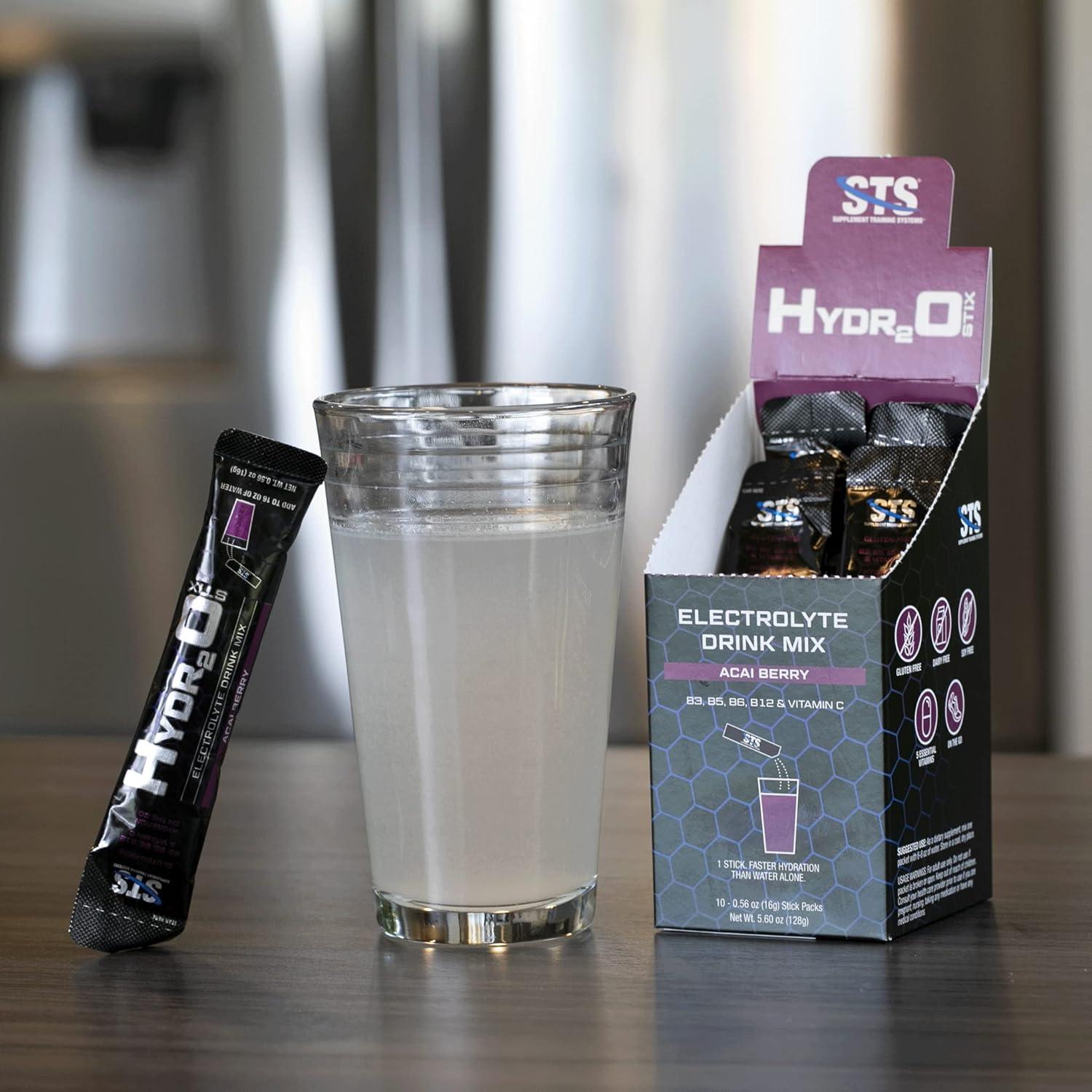 Paquete de Polvo Hidratante STS Hydro Stix Sabor Acai Berry - 10 Unidades