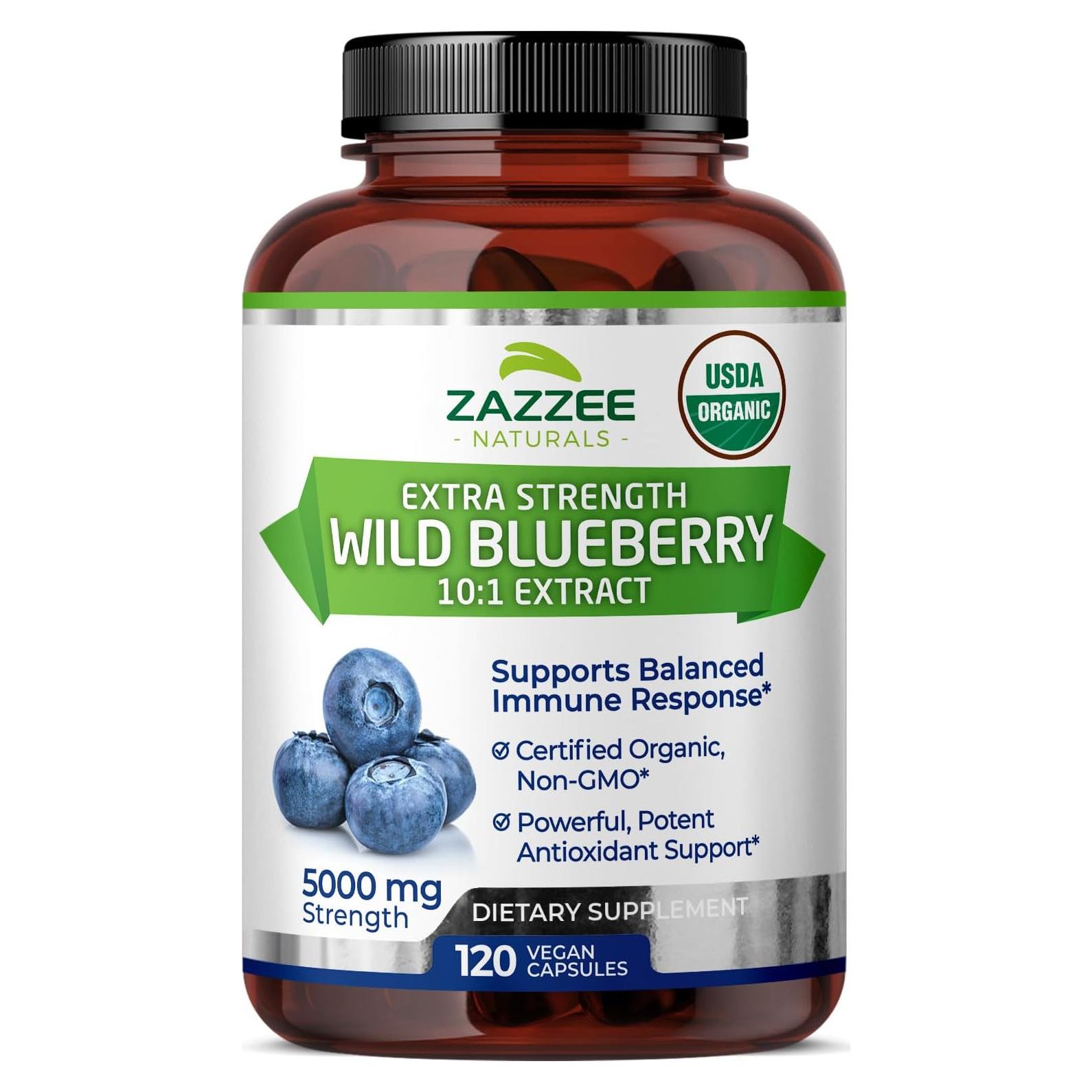 Zazzee Extracto de Arándano Silvestre Orgánico 5000 mg 120 Cápsulas