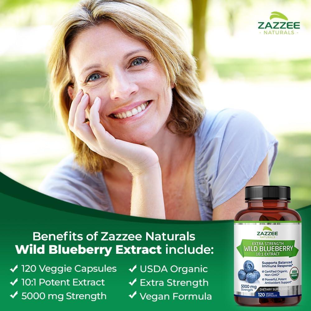 Zazzee Extracto de Arándano Silvestre Orgánico 5000 mg 120 Cápsulas
