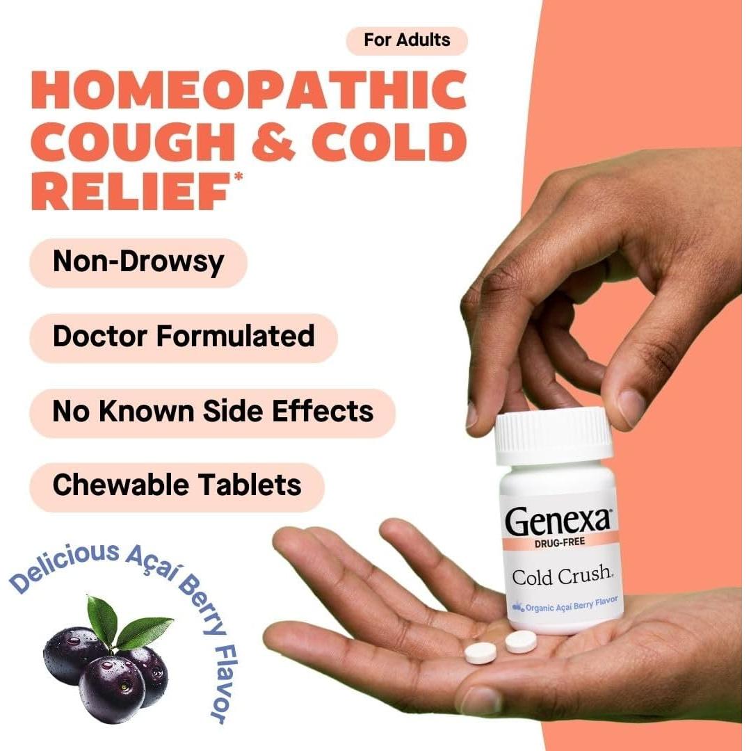 Genexa Cold Crush | Alivio tos y resfriado orgánico 60 tabletas