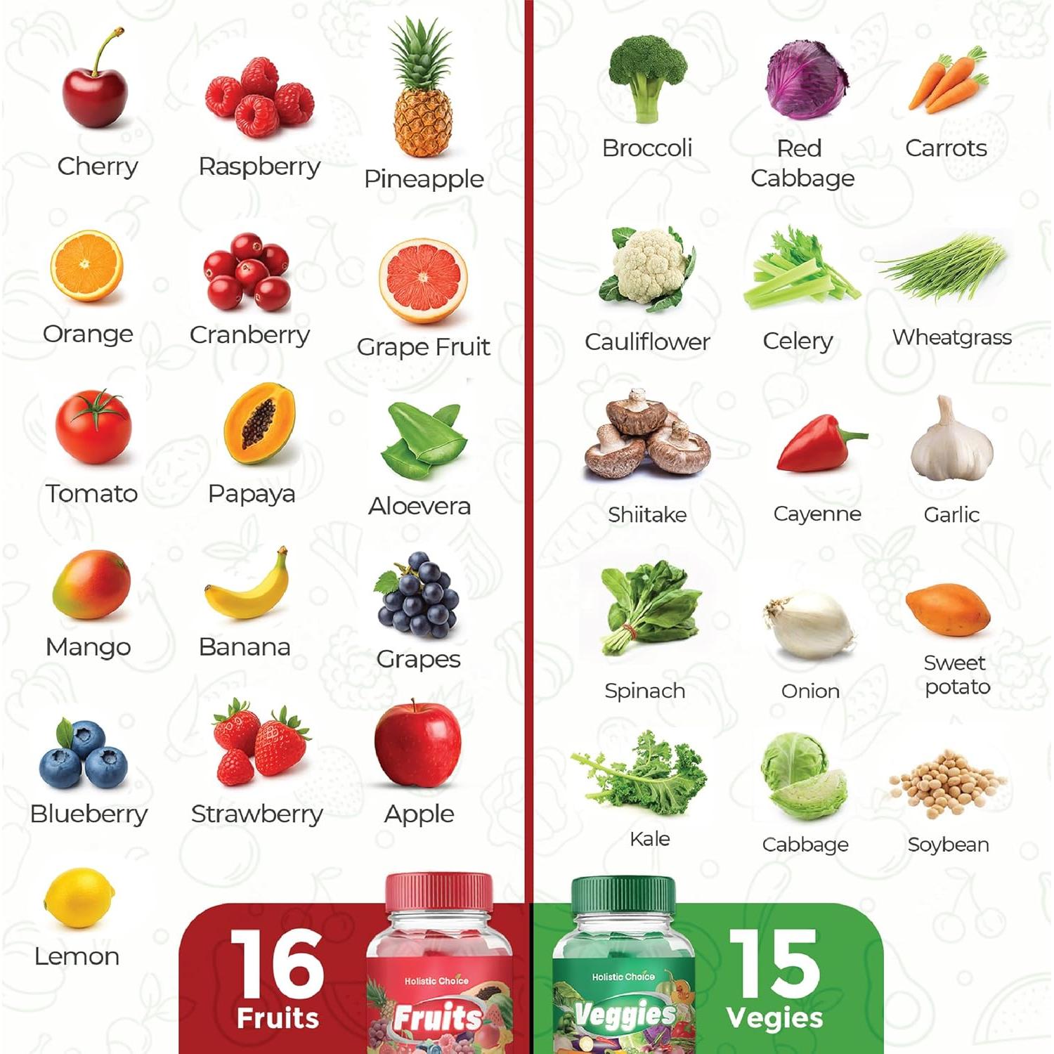 Gomitas de Frutas y Verduras Holistic Choice - 60 gomitas