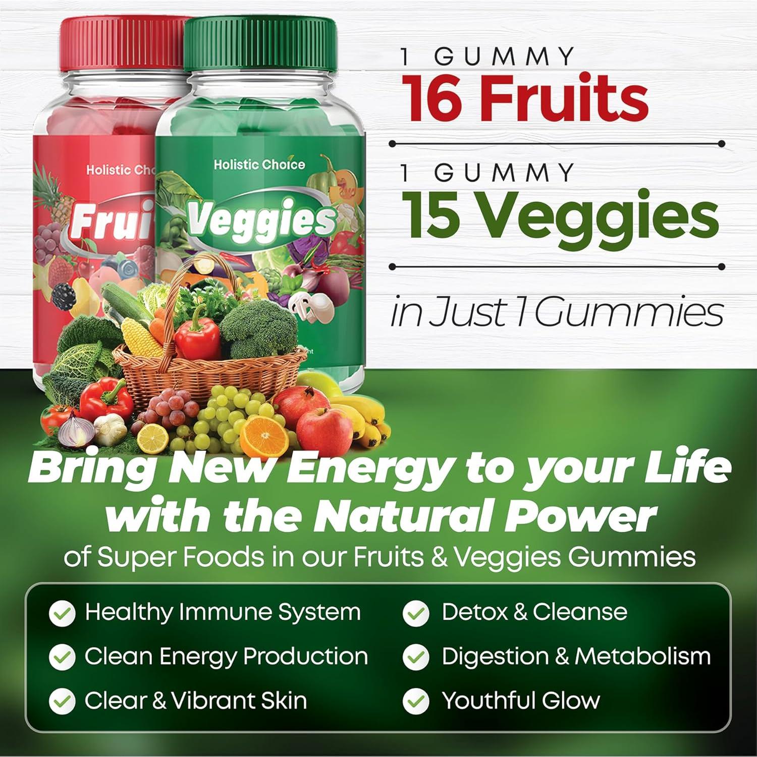 Gomitas de Frutas y Verduras Holistic Choice - 60 gomitas