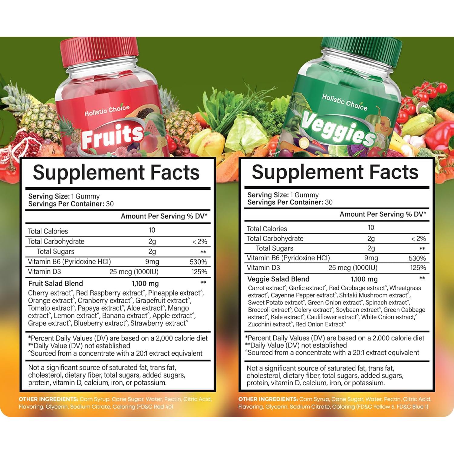 Gomitas de Frutas y Verduras Holistic Choice - 60 gomitas