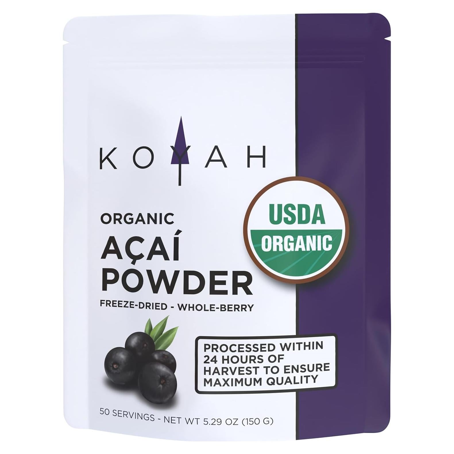 Polvo de Acai Orgánico KOYAH 150g - 50 Porciones Liofilizado