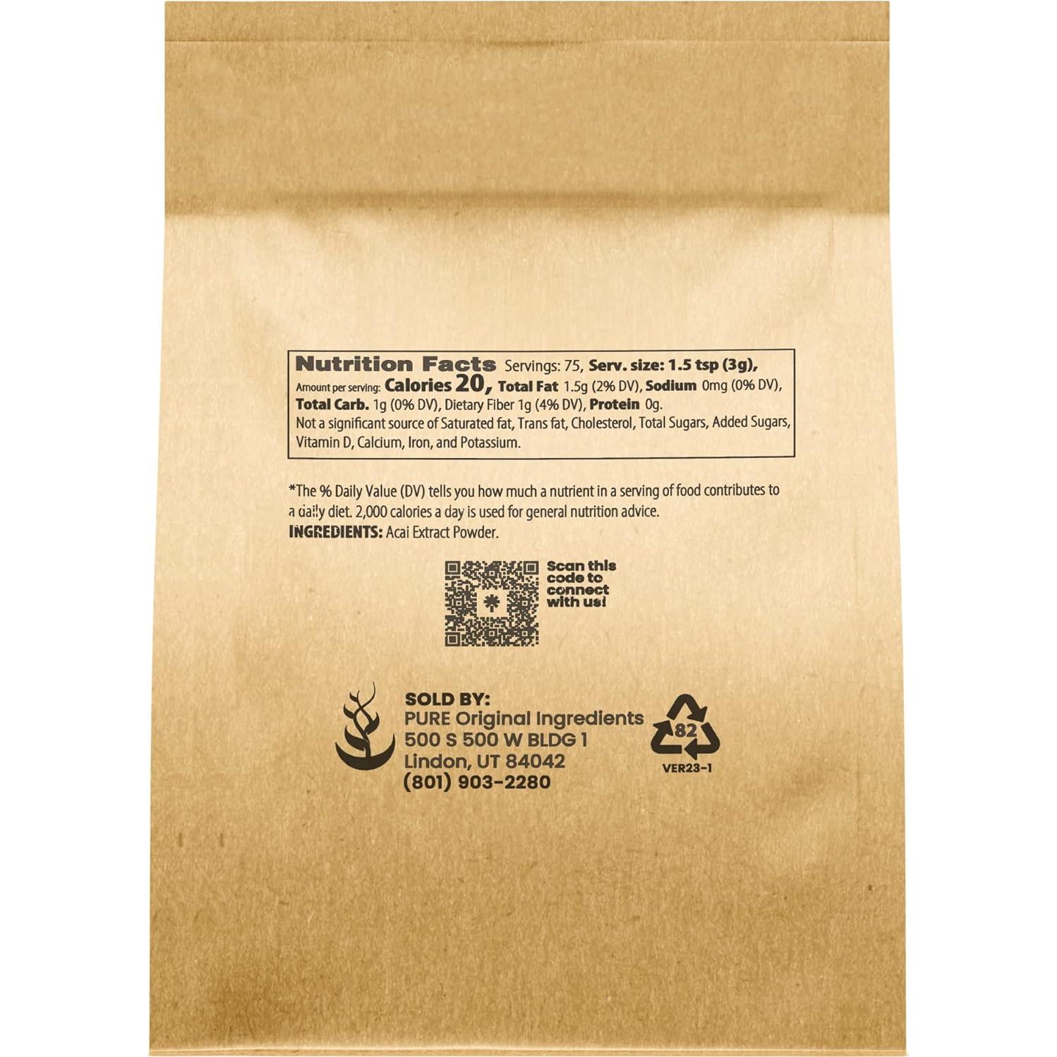 Polvo de Baya de Acai Pure Original Ingredients 227 g Vegano