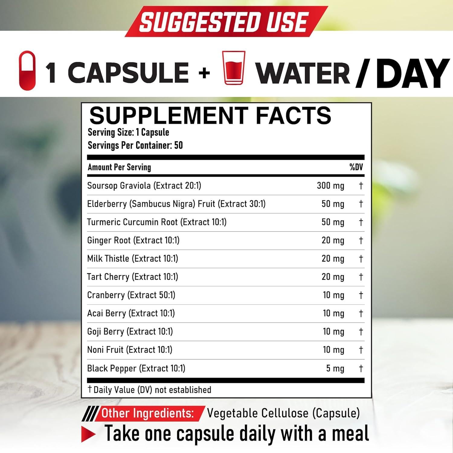 Cápsulas de Graviola Dedicad - 100 Cápsulas - Apoyo Inmunidad