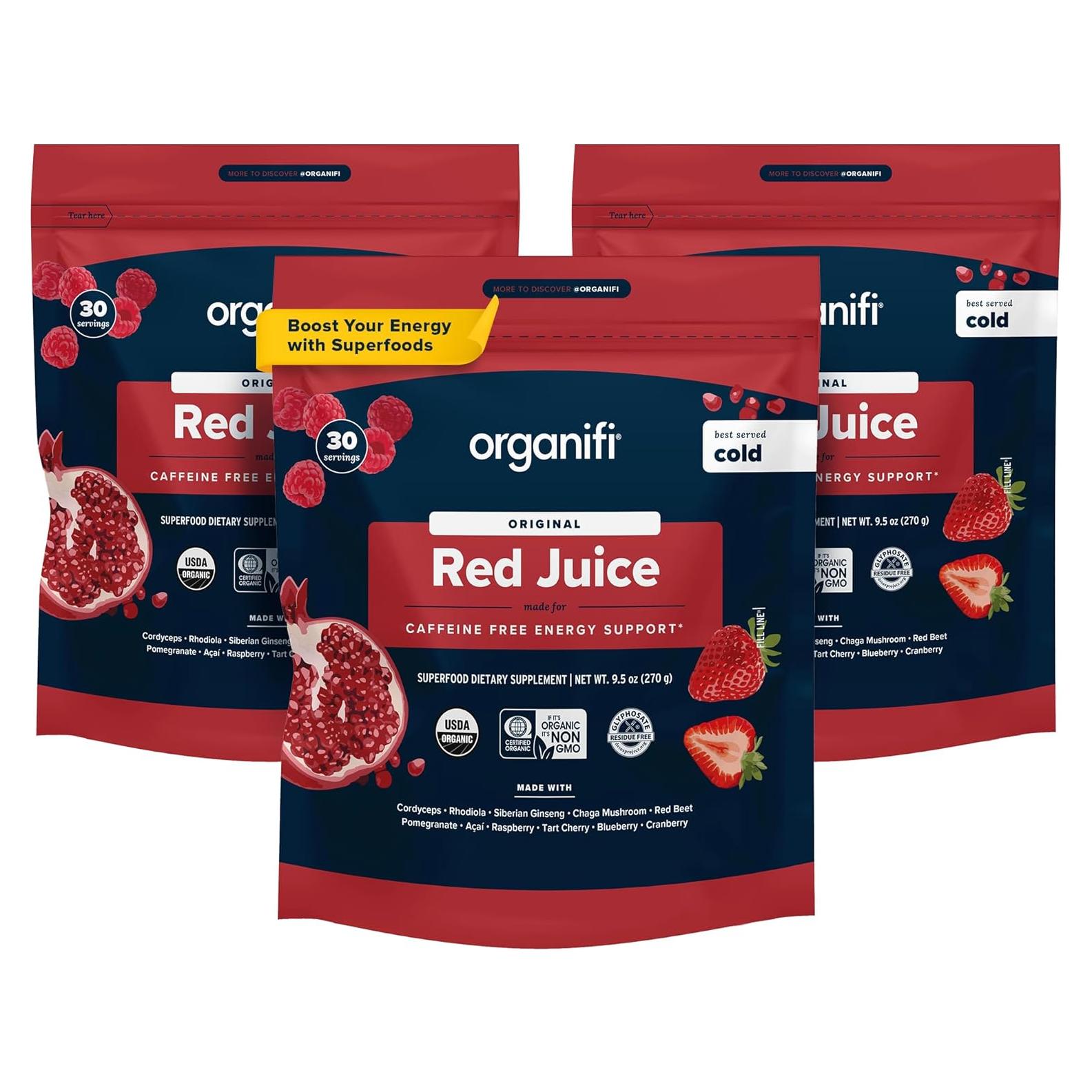 Organifi Jugo Rojo - Polvo Energético 90 Porciones 283g