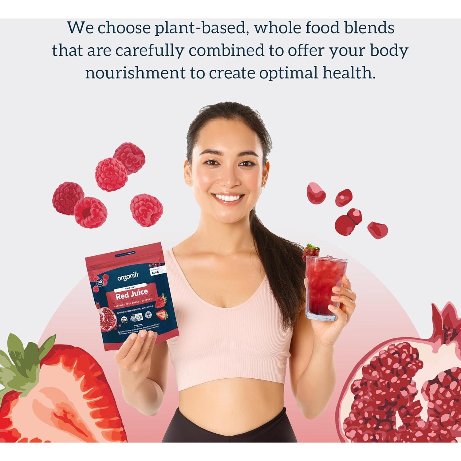 Organifi Jugo Rojo - Polvo Energético 90 Porciones 283g