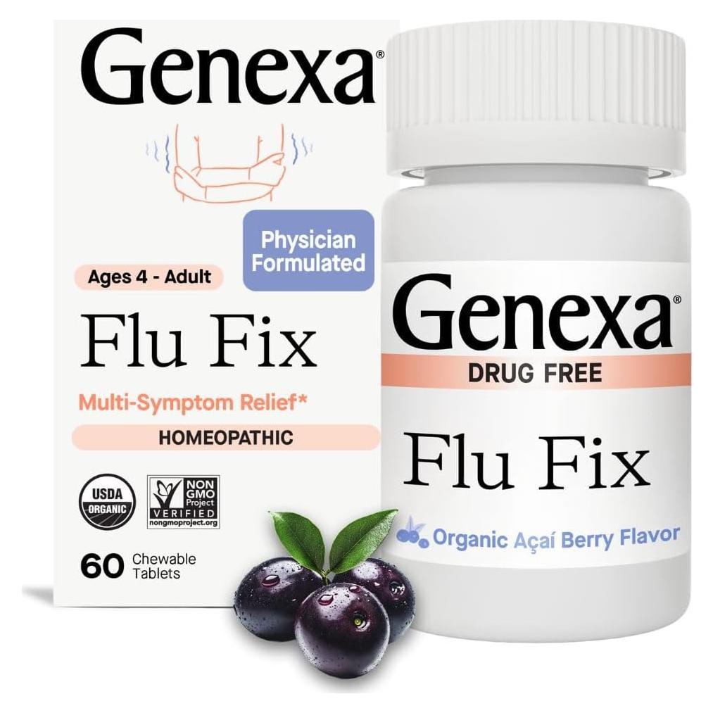 Genexa Flu Fix | Remedio Orgánico para Gripe 60 Tabletas