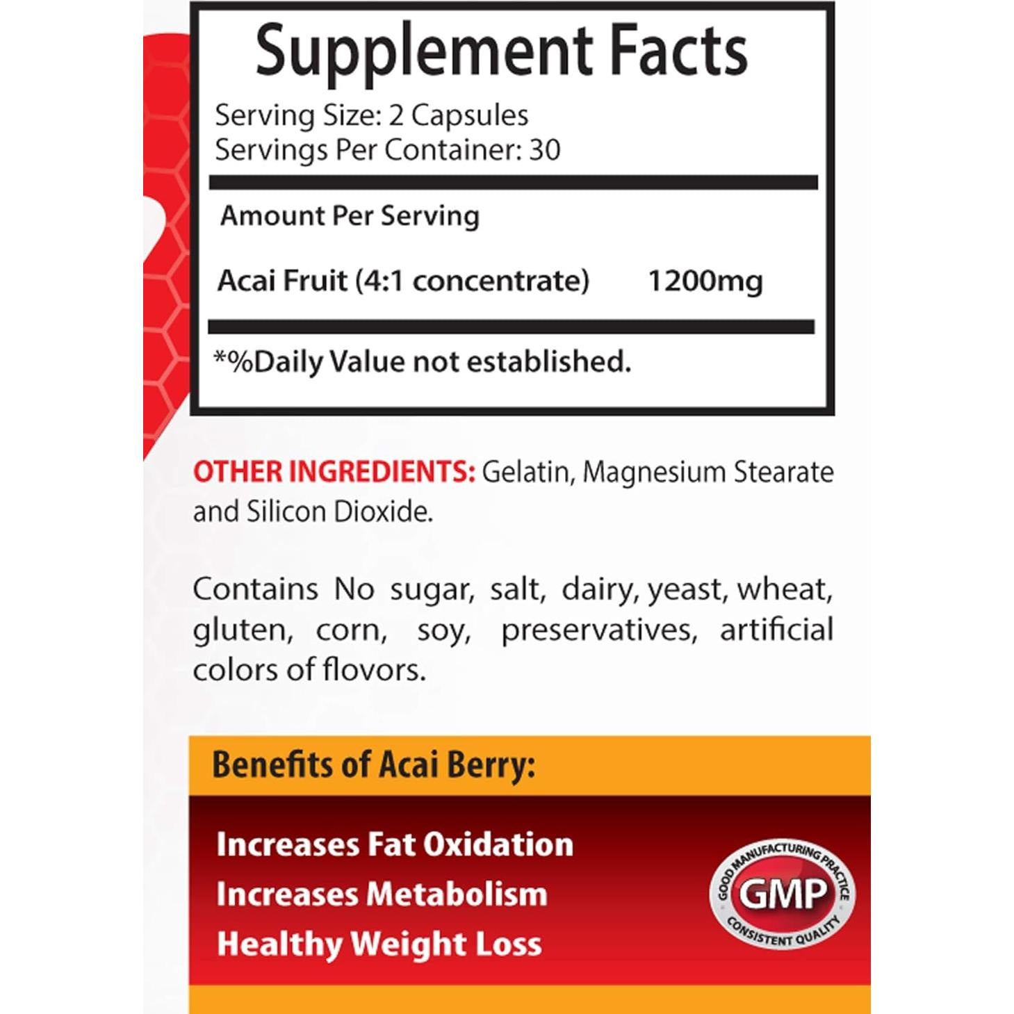 Suplemento de Baya de Acai Healthy Supplements 85g