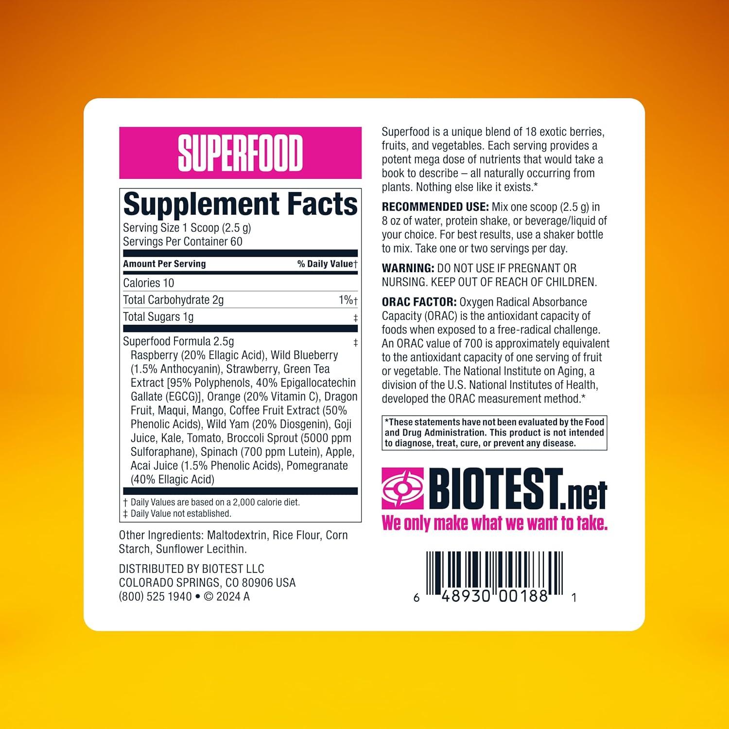 Biotest Superfood 18 Berries y Verduras Liofilizadas 150 g