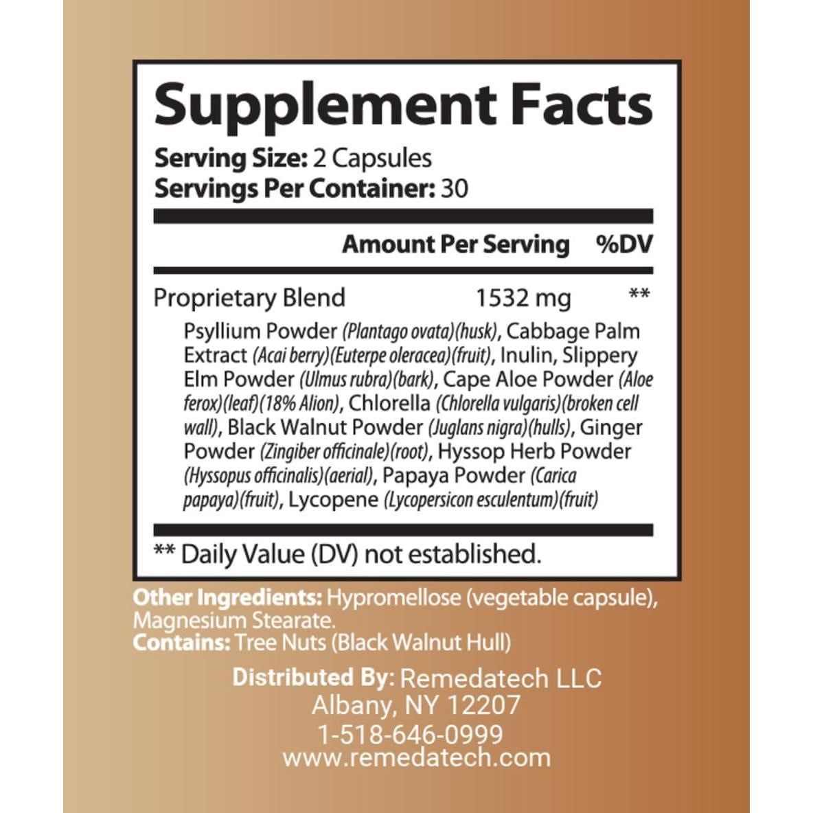 Cápsulas de Psyllium Husk Remedatech - 60 unidades, fibra prebiotica