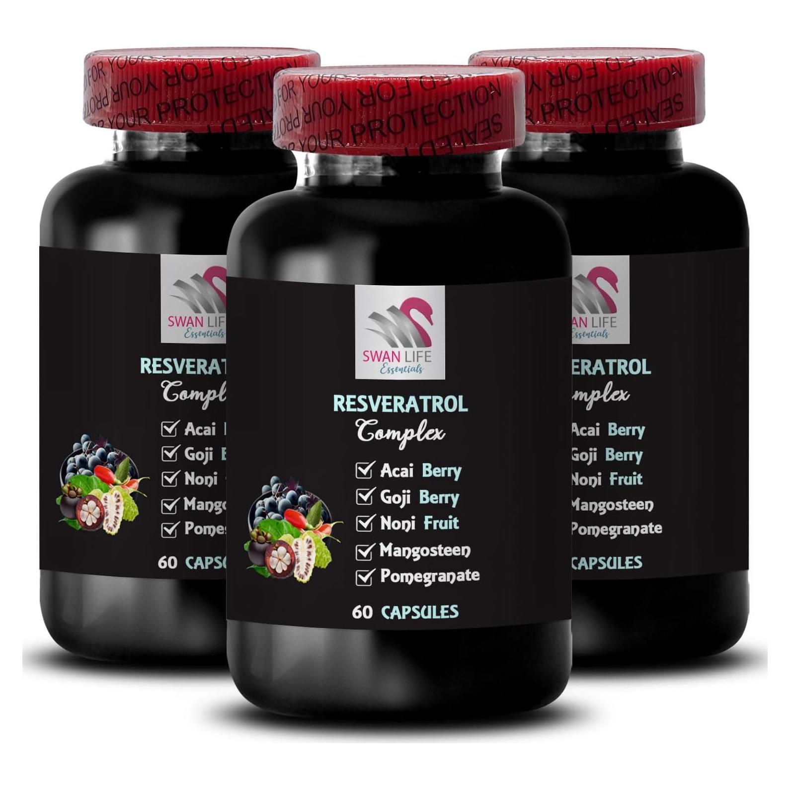 Suplemento Antioxidante Resveratrol SWAN LIFE 3 Botellas 180 Cápsulas