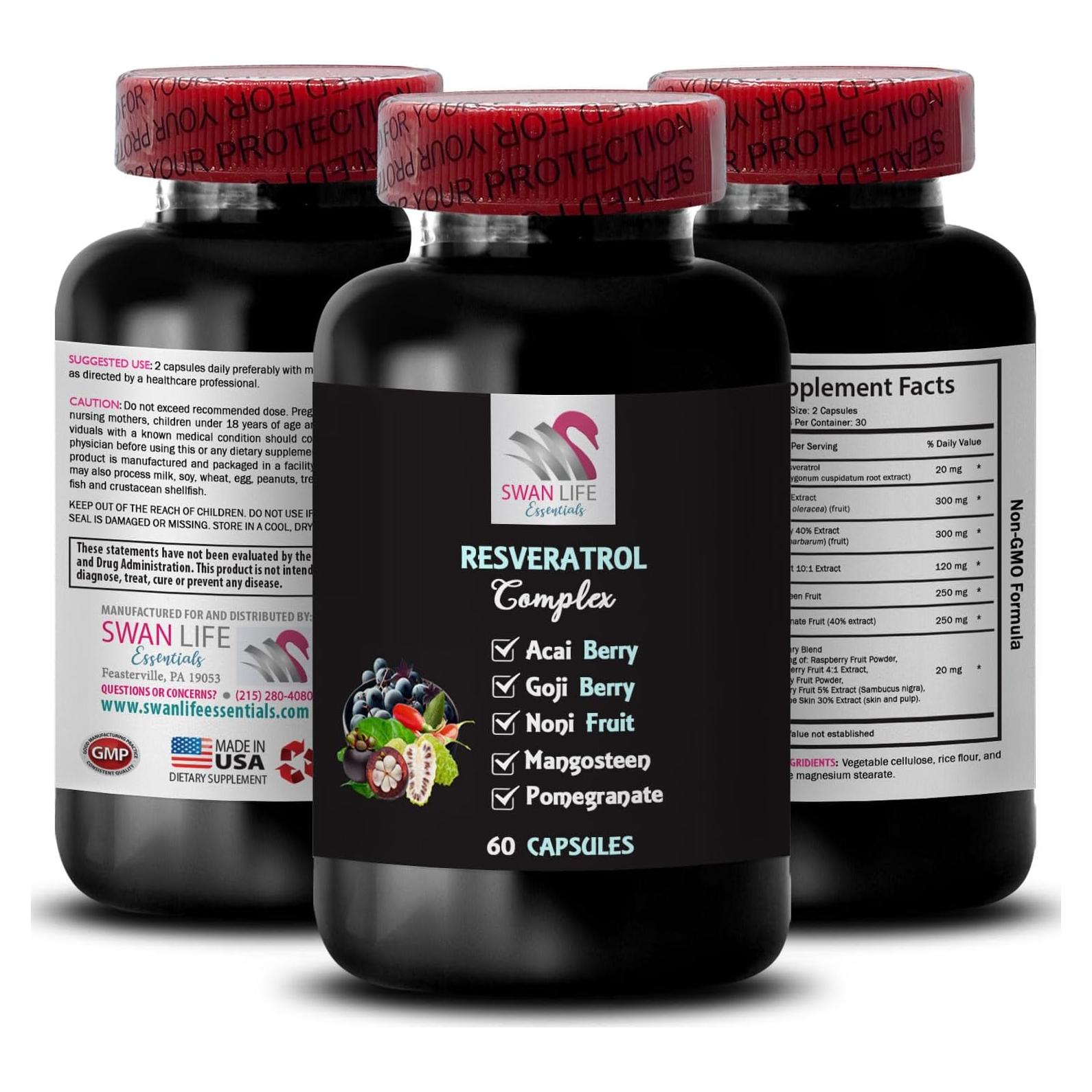 Suplemento de Resveratrol con Bayas de Acai - 60 Cápsulas
