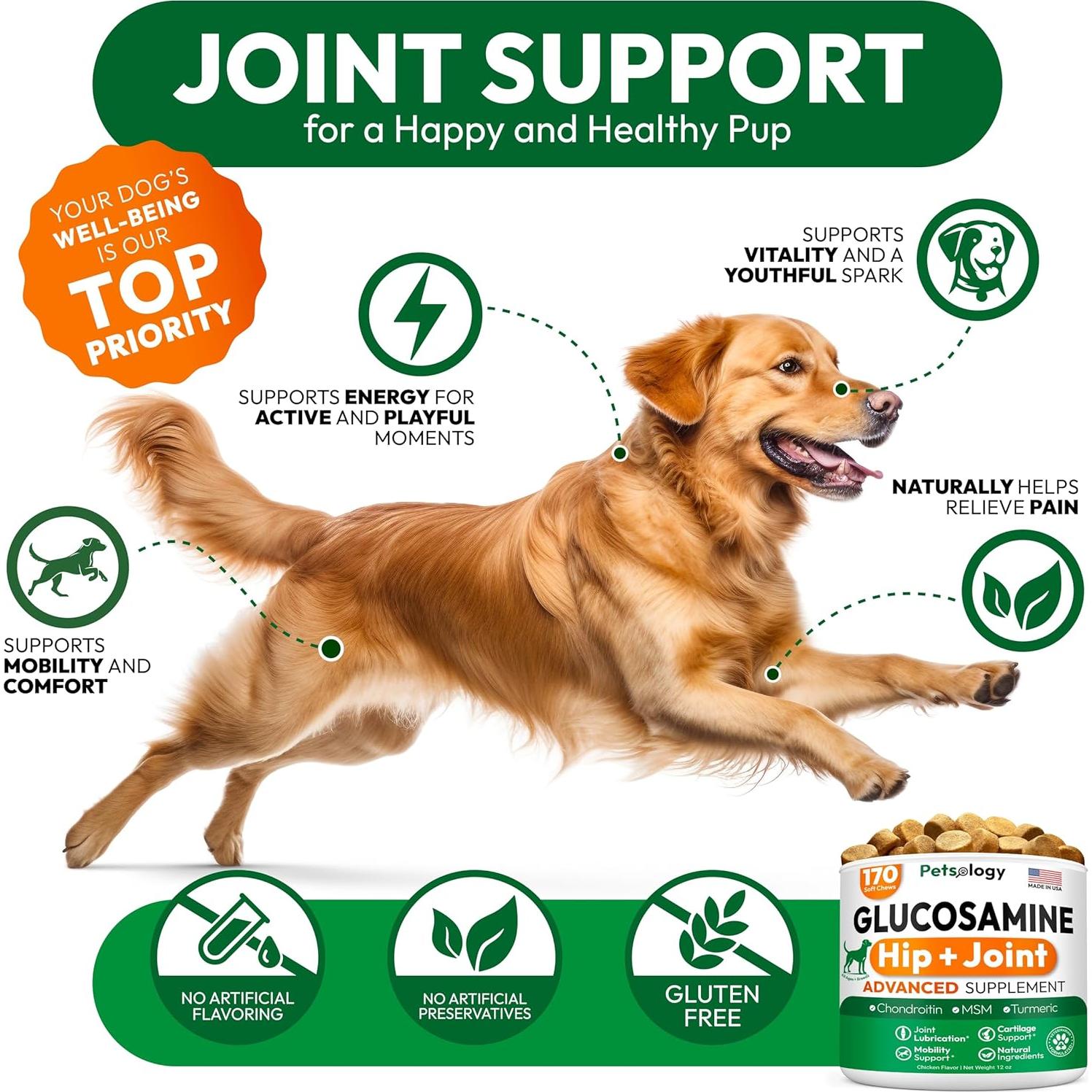 Suplemento de Glucosamina para Perros Petsology 170 Masticables