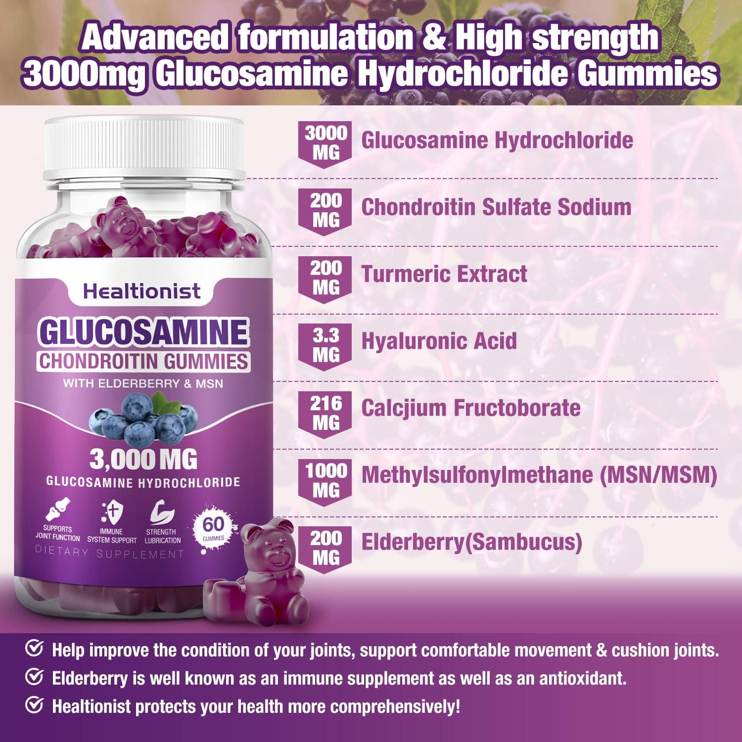Gominolas de Glucosamina Condroitina Healtionist 3000mg 120 Unidades