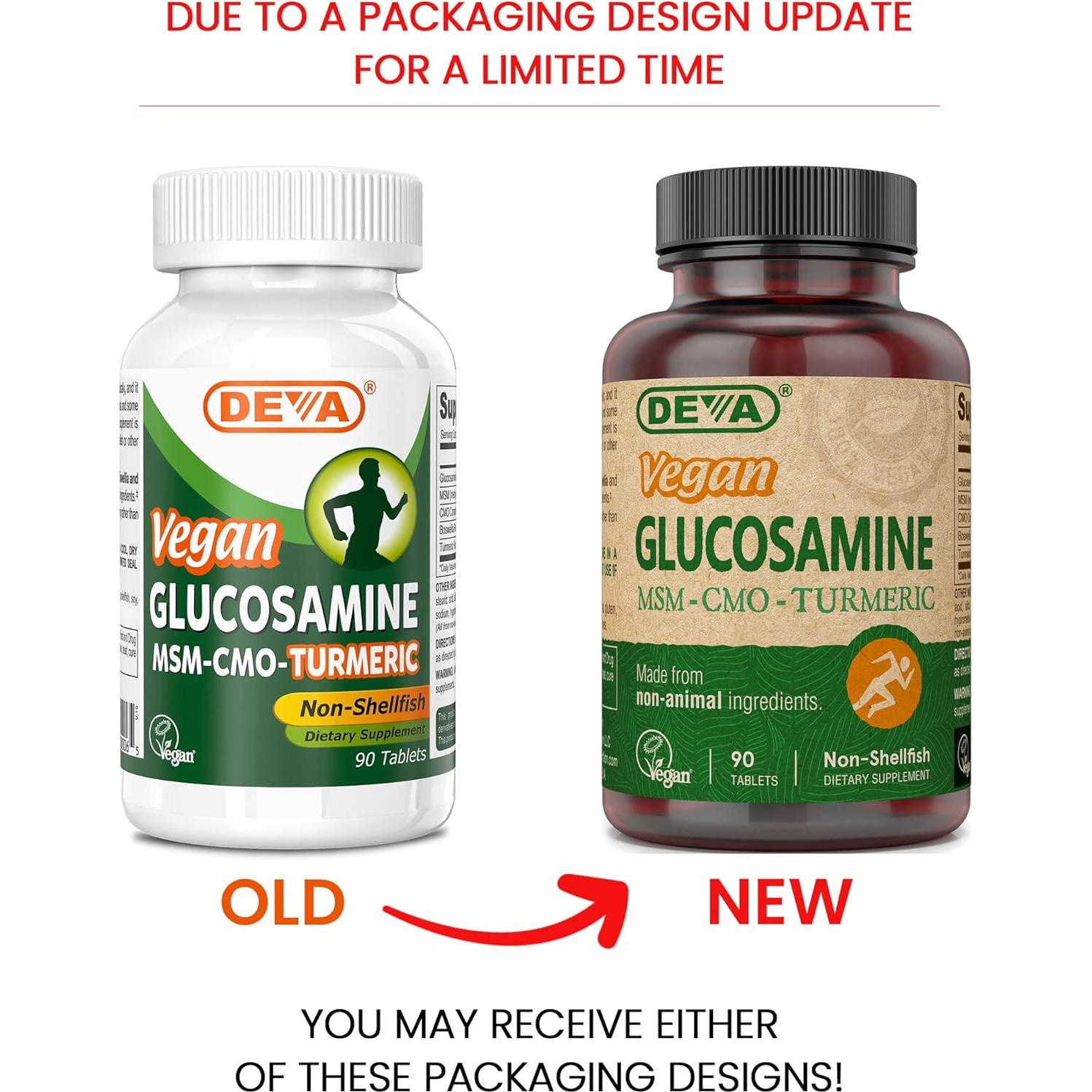 Suplemento Vegano de Glucosamina MSM CMO Cúrcuma 90 Tabletas