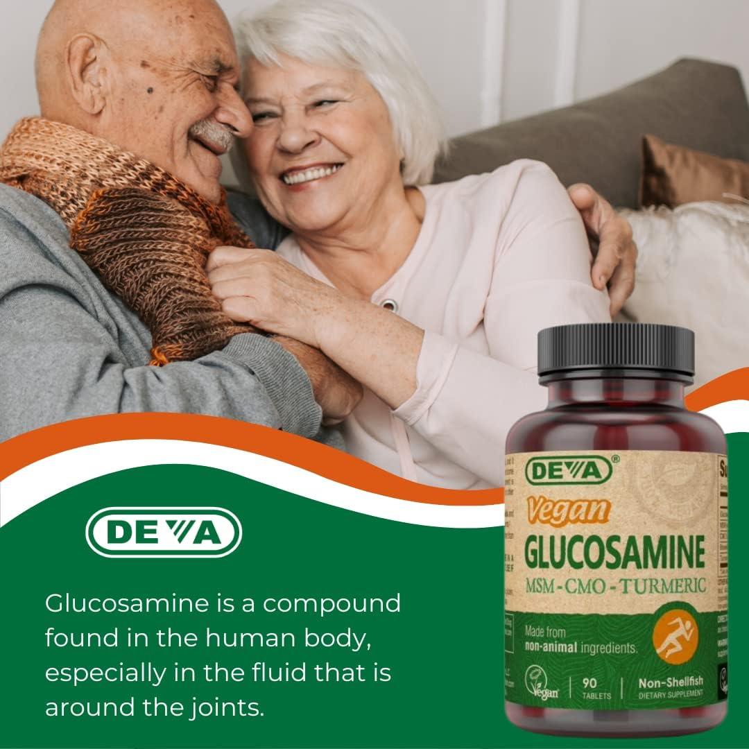 Suplemento Vegano de Glucosamina MSM CMO Cúrcuma 90 Tabletas