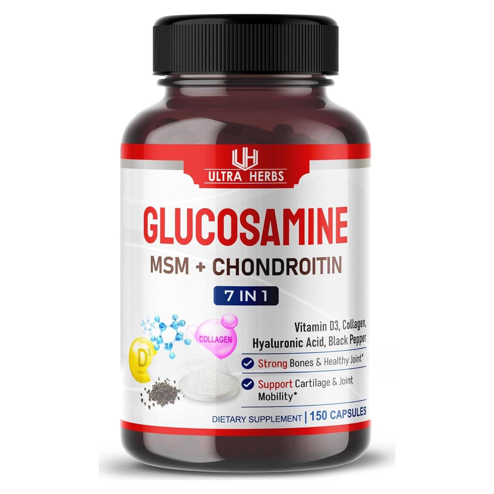 Suplemento Glucosamina Condroitina MSM Ultra Herbs 150 Cápsulas