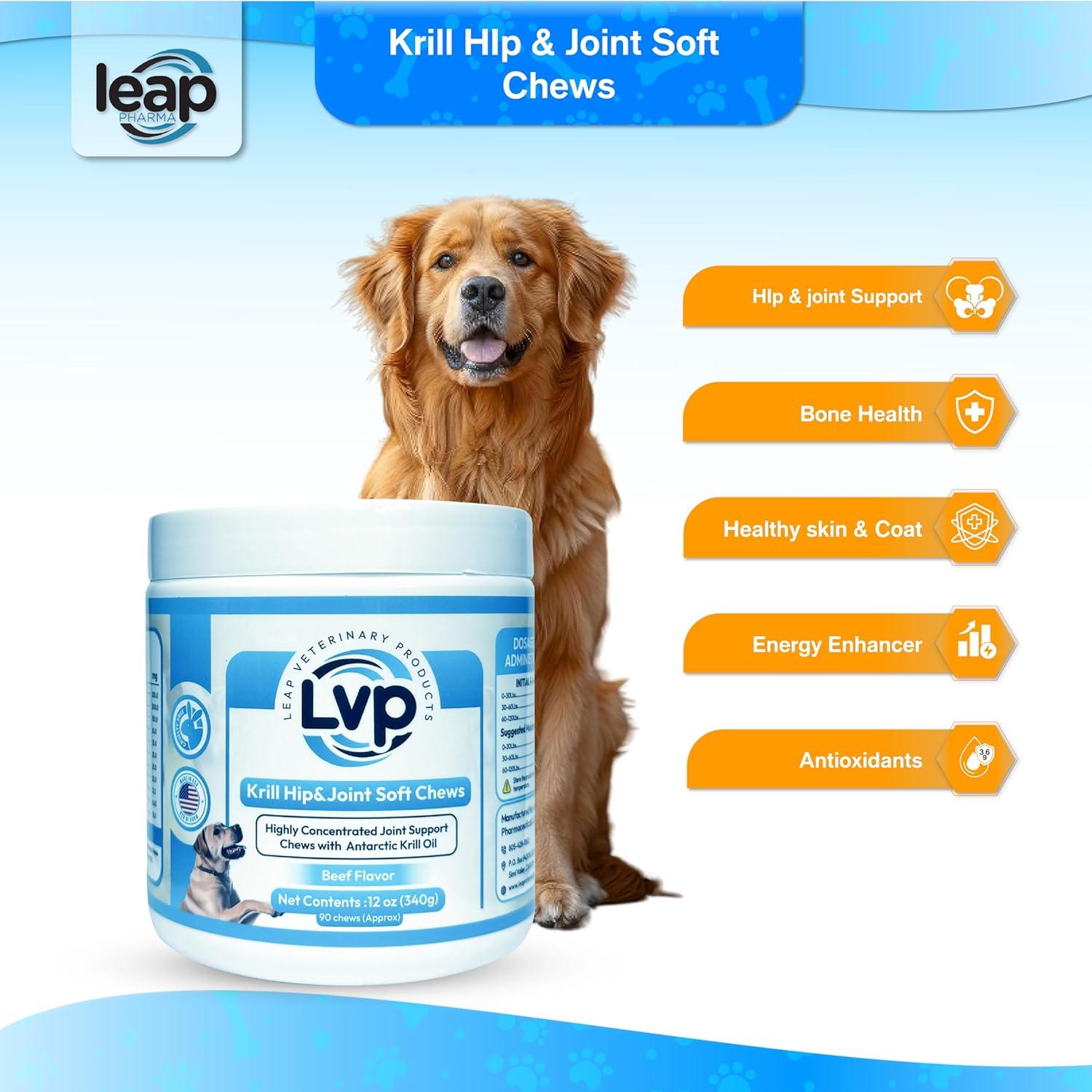 Suplemento Articular para Perros Leap - Galletas de Aceite de Krill y Glucosamina (90 unidades)