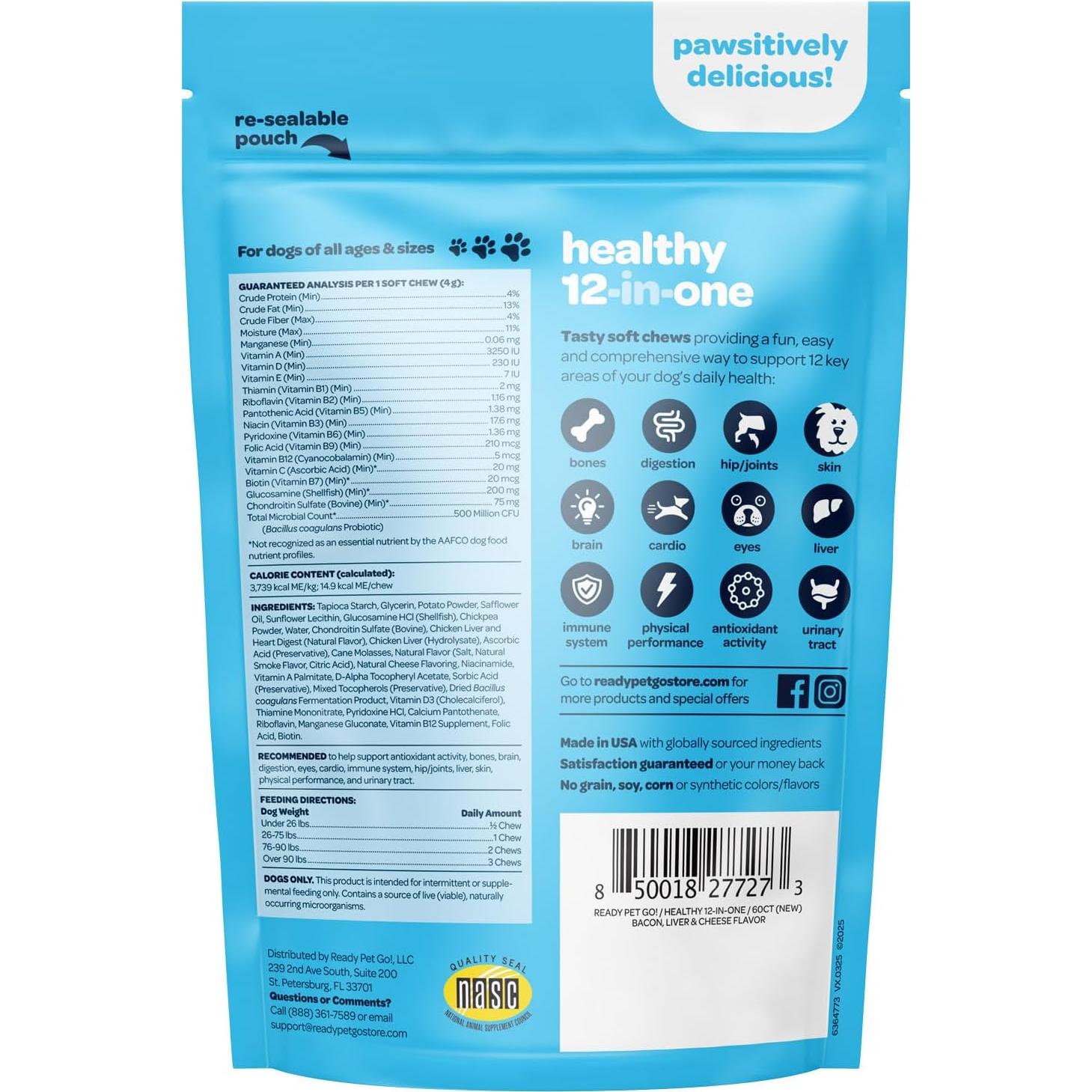 Multivitamina Completa 12-en-1 para Perros GrowveGo 60 Masticables