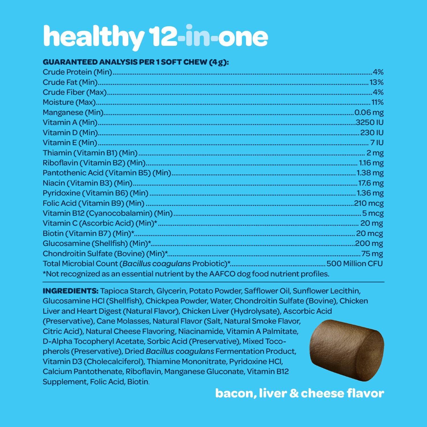 Multivitamina Completa 12-en-1 para Perros GrowveGo 60 Masticables