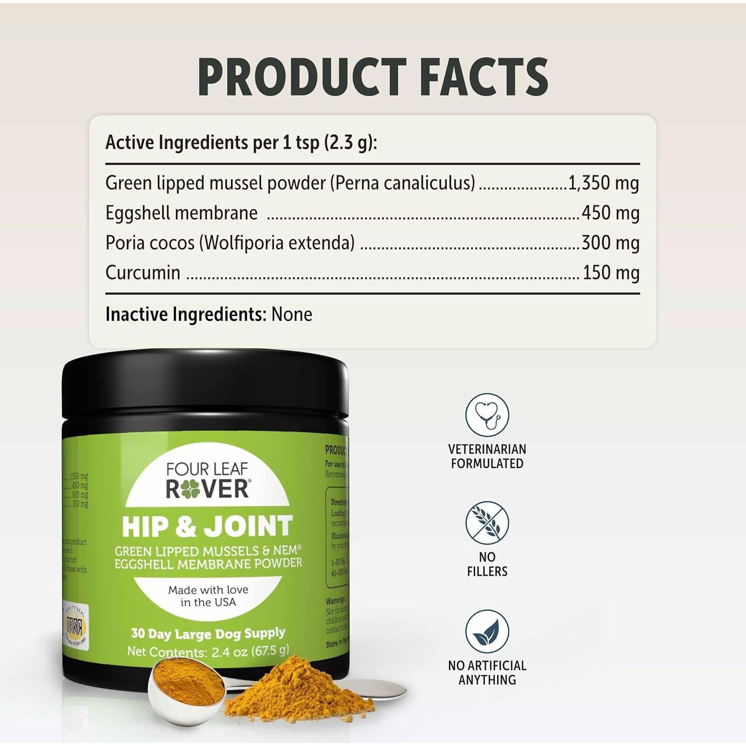 Suplemento Articular para Perros Four Leaf Rover 68g