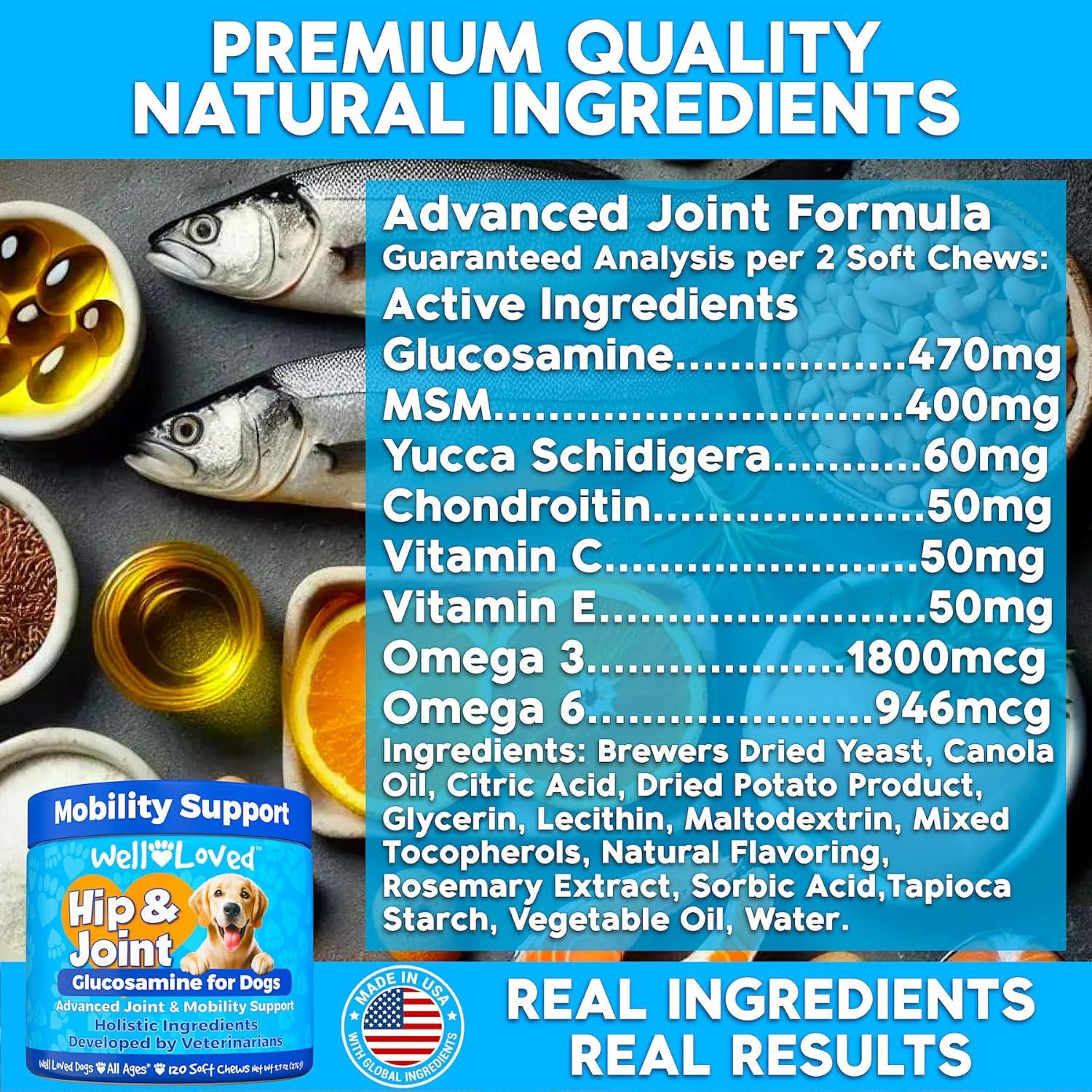 Suplemento Articular para Perros Bien Queridos - Glucosamina, 120 Masticables